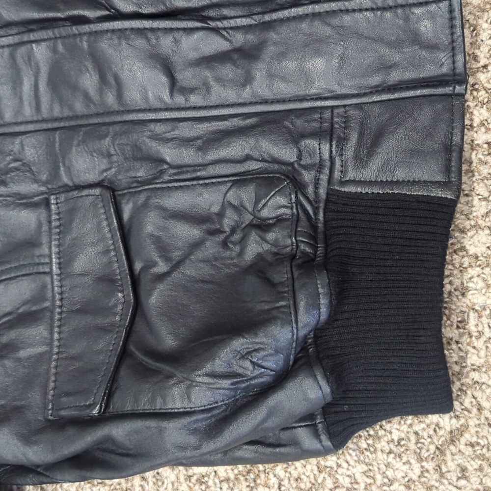 New York & Company leather bomber jacket black size large - Picture 2 of 11